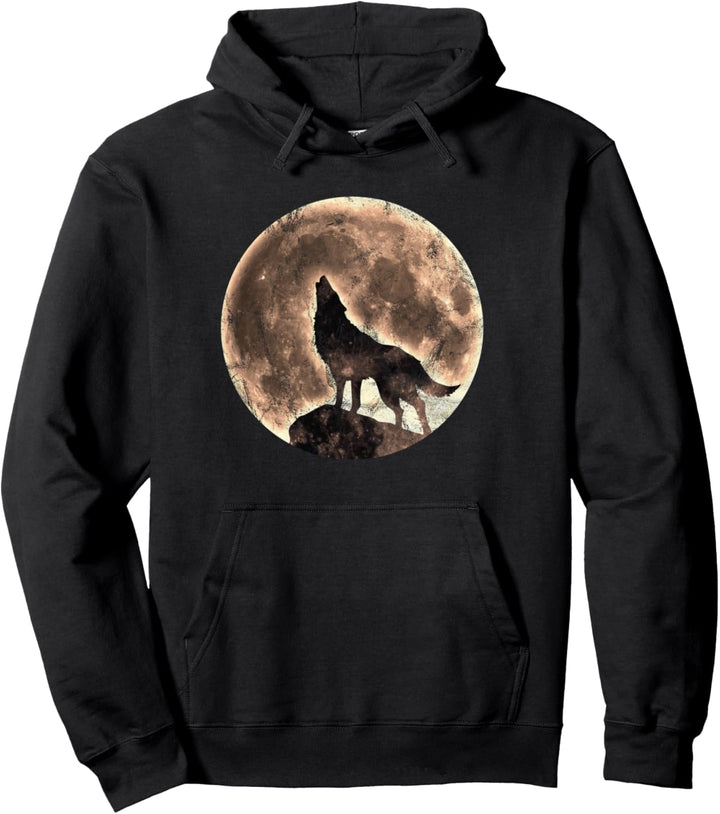 Heulender Wolf, Vollmond, Silhouette, Mond, Kraft, Tier, Pullover Hoodie