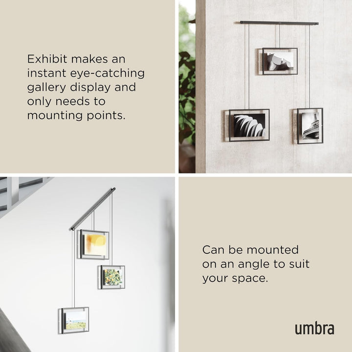 Umbra Exhibit Foto Collage Bilderrahmen – Flexibles Bilderrahmen-Set zur Horizontalen und Diagonalen