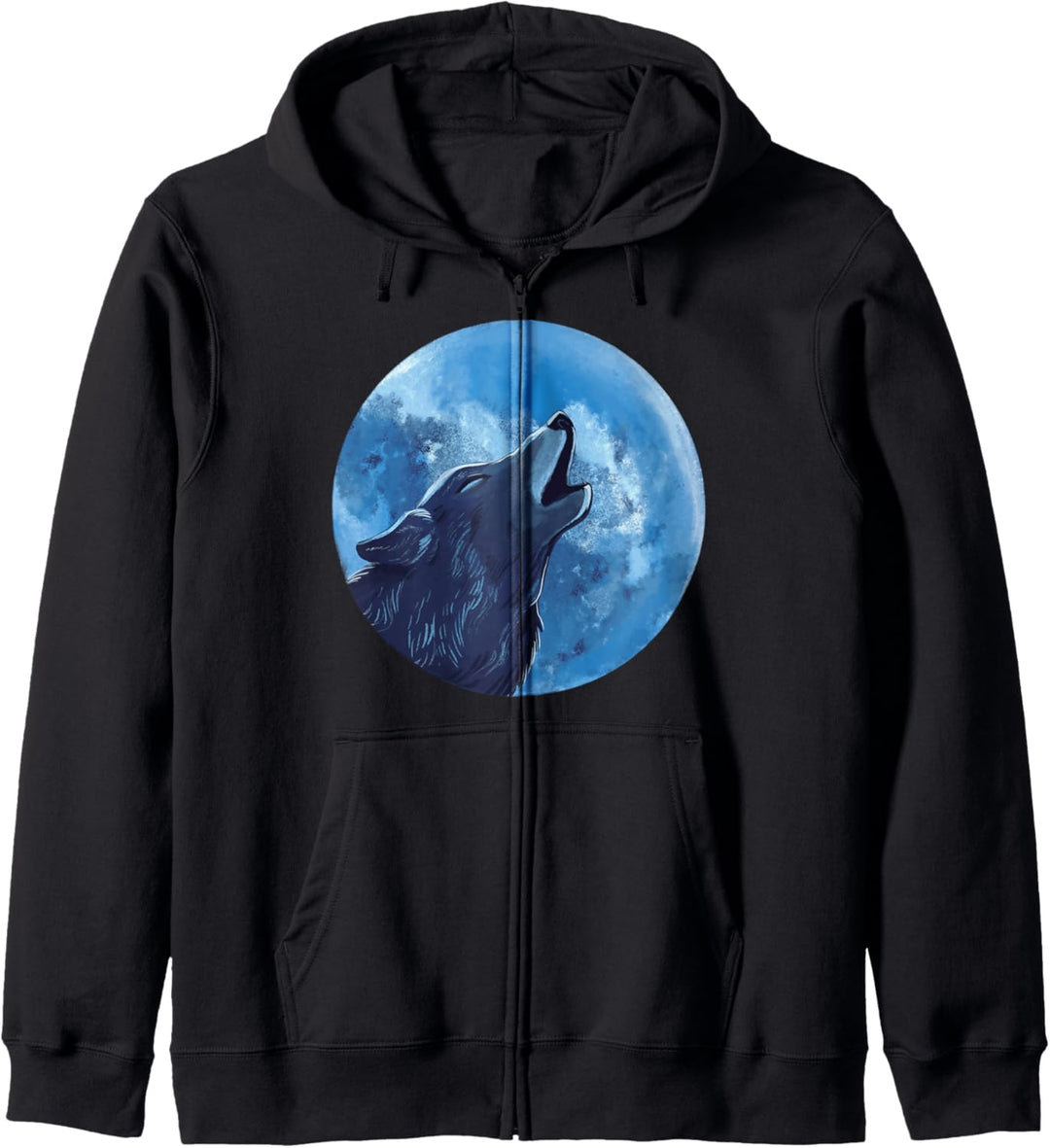 Heulender Wolf mit Vollmond. Kapuzenjacke