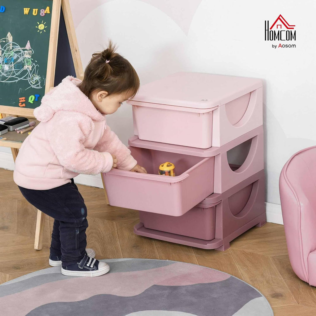 HOMCOM Schubladenschrank für Kinder mit Stauraum Aufbewahrungsboxen Spielzeug-Organizer Spielzeugkis