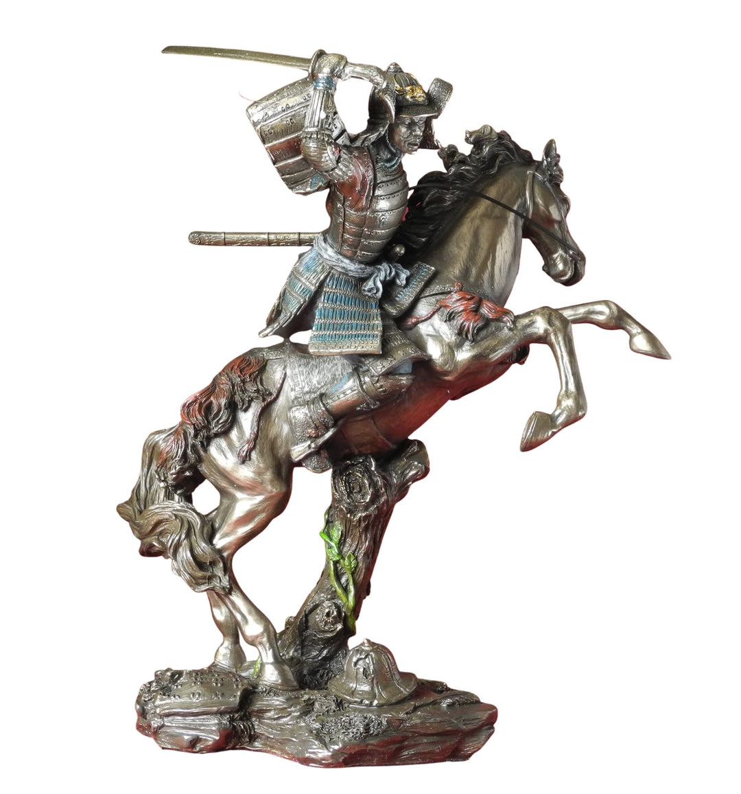 Samurai Figur - Krieger in Rüstung auf Pferd Japanischer Krieger, Deko-Figur, Deko-Artikel, Bronze-O