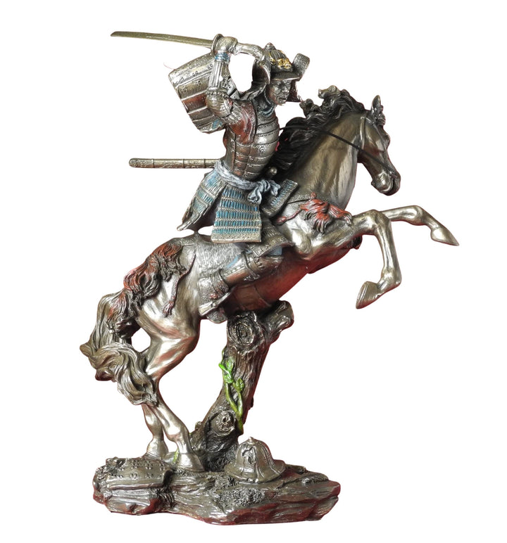 Samurai Figur - Krieger in Rüstung auf Pferd Japanischer Krieger, Deko-Figur, Deko-Artikel, Bronze-O