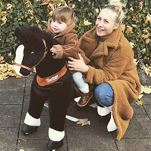 PonyCycle Offizielle Klassisch U-Serie Reiten auf Pferd Spielzeug Plüsch Lauftier Schwarzes Pferd fü