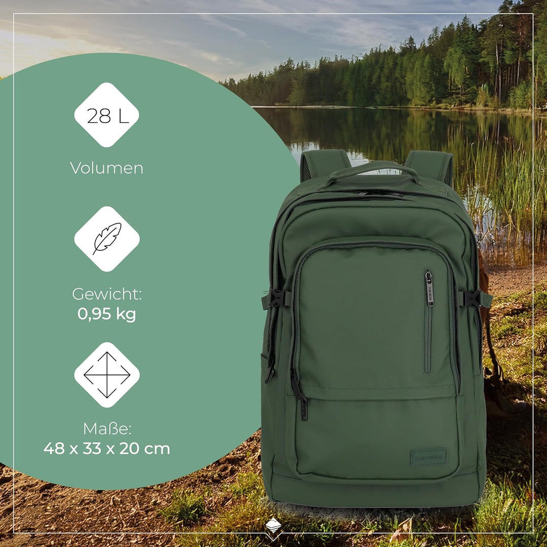 Travelite Rucksack aus wasserabweisendem Material, gepolstertes Laptop Fach 15,6 Zoll, BASICS Tagesr