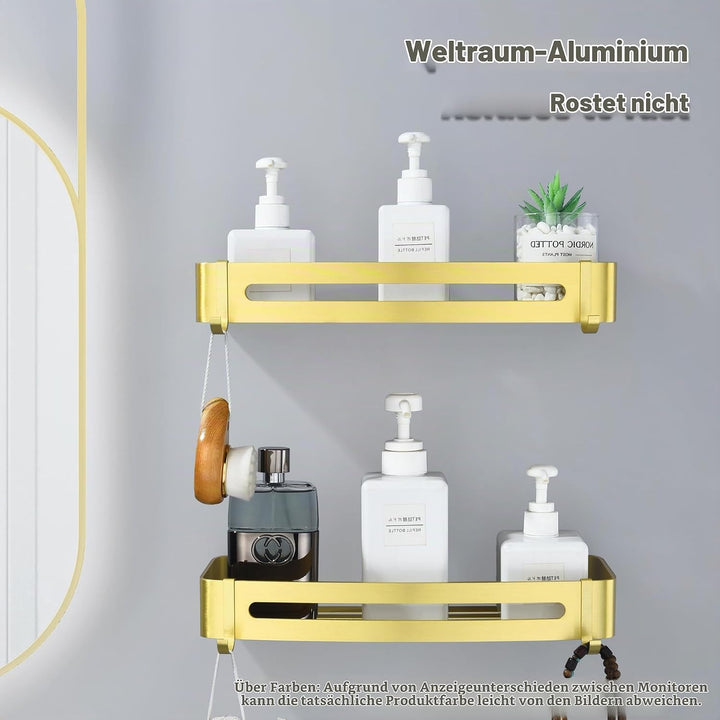 Duschablage Gold, Duschregal Ohne Bohren Dusche Regal für Badezimmer Rostfreies Shampoo Halterung Me