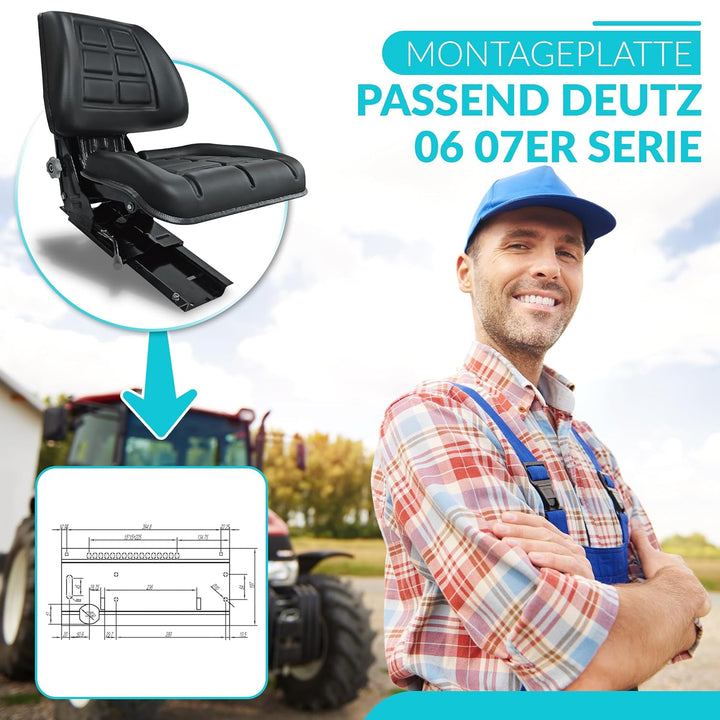 passend Deutz KHD Traktorsitz Schleppersitz 06 07 klappbar Universalsitz Trecker Sitz Oldtimer gefed