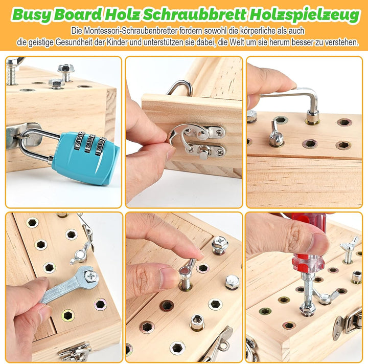 Wooderma Montessori Spielzeug für 3 4 5 Jahre, Montessori Schraubendreher Brett, Holzspielzeug Monte