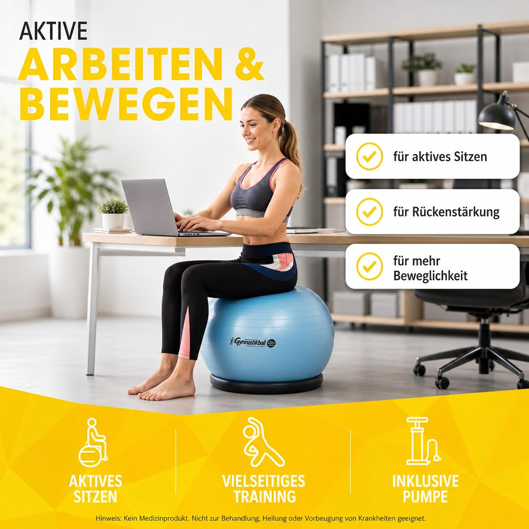 Original Pezzi Gymnastikball Maxafe Ø 42, 53, 65 &amp; 75cm in Allen Farben inkl. ATC Ballpumpe - bis 40