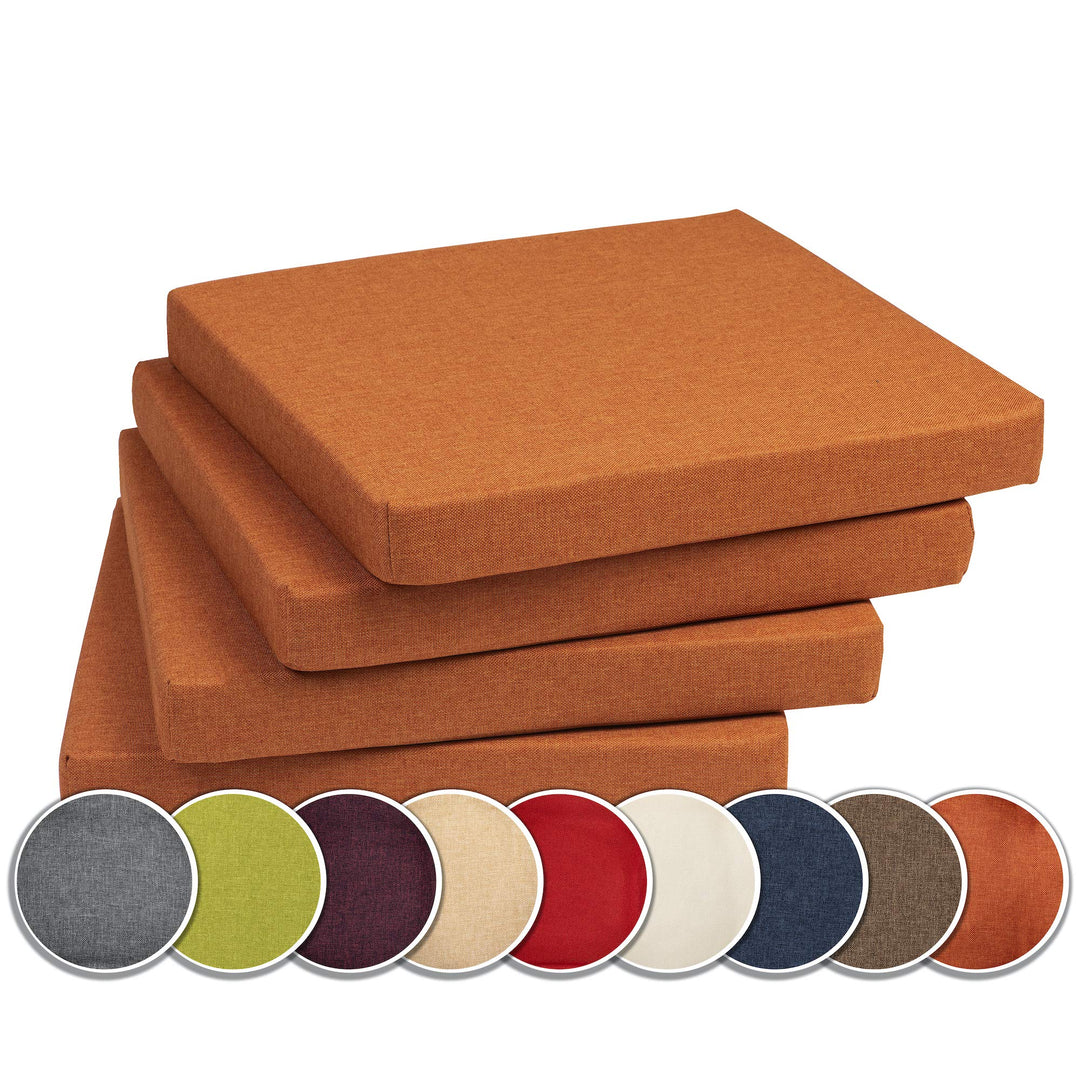 sunnypillow 4er Set Stuhlkissen mit Bindebänder - 40 x 40 x 5 cm - Sitzkissen Outdoor für Stühle/Bän