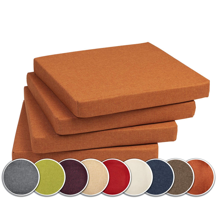 sunnypillow 4er Set Stuhlkissen mit Bindebänder - 40 x 40 x 5 cm - Sitzkissen Outdoor für Stühle/Bän
