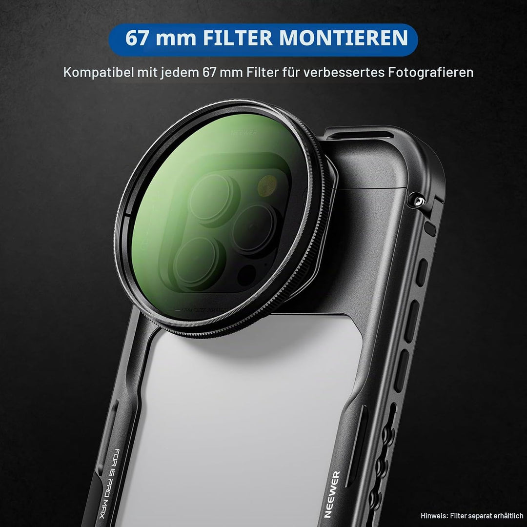 NEEWER 16 Pro Max Käfig Cage, Schnellwechsel Video Rig Handy Stabilisator, kompatibel mit iPhone 16