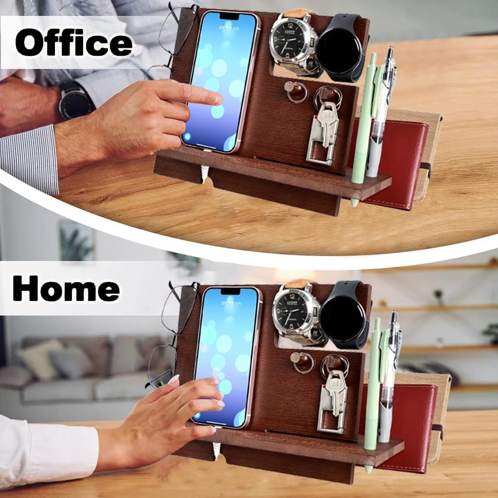 Weihnachten Geschenke für Männer Geburtstag Holz Telefon Dockingstation Schreibtisch Nachttisch Orga