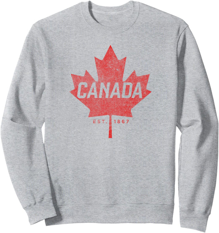 Canada Est. 1867 Vintage Faded Canada Maple Leaf Sweatshirt