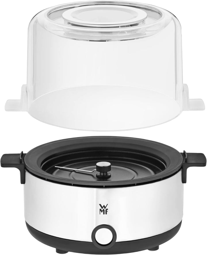 WMF Küchenminis Popcornmaschine für zuhause, Popcorn Maker, beschichtete Heizplatte, Deckel als Serv