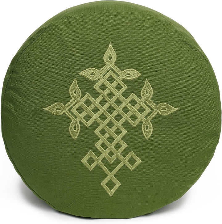 Yogabox Meditationskissen Glückssitz® keltischer Baum des Lebens olive / Stick: grün, olive / Stick: