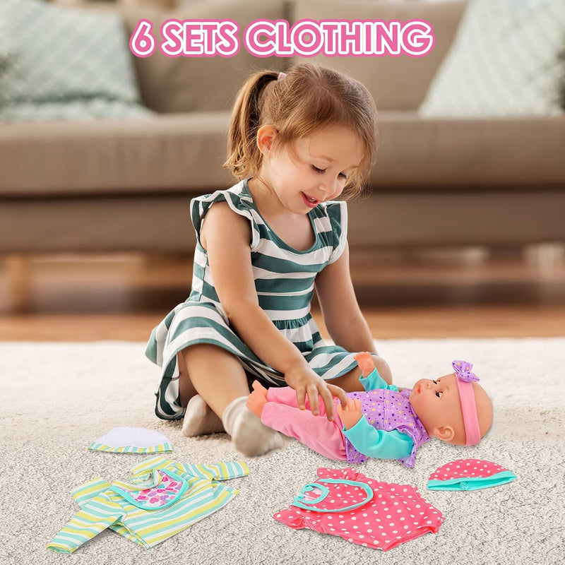 deAO 6 Puppenkleider Set, Puppenkleidung Outfits für 30 cm 33CM 35CM 36CM Neugeborene Babypuppen Jun