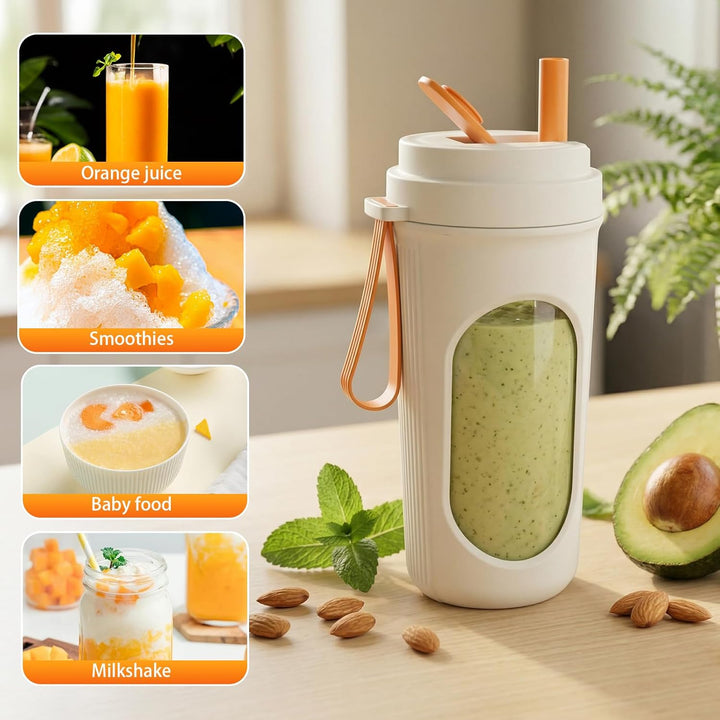 450ml Tragbarer Mixer für Smoothie,Leistungsstarker Mini Standmixer,Auslaufsicherer Deckel,Type-C La