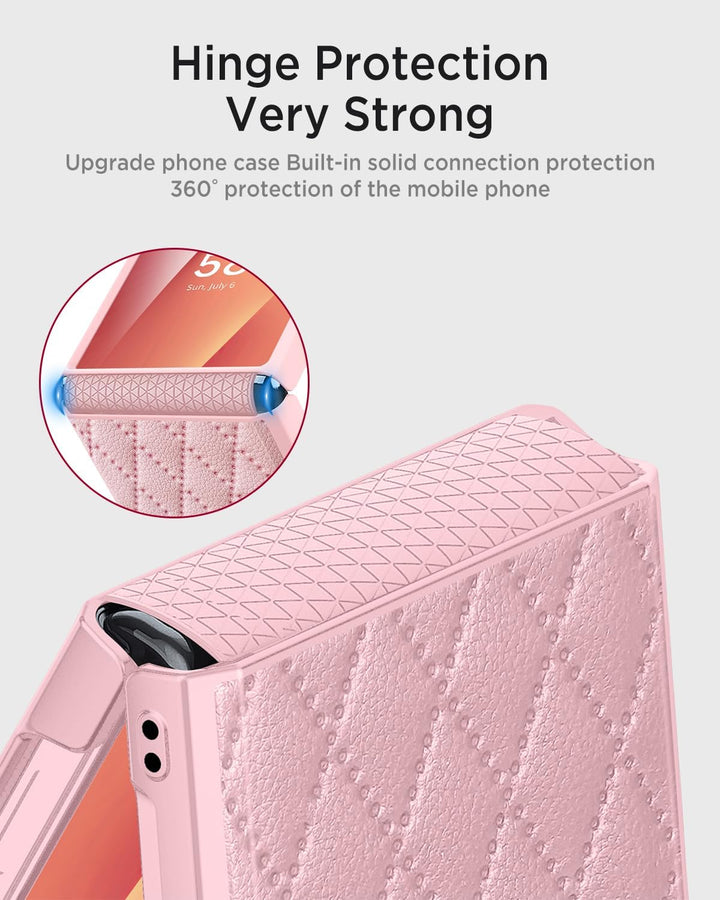 Miimall Kompatibel mit Samsung Galaxy Z Flip 7 Hülle mit Displayschutz & Weich Scharnierschutz, [Ele