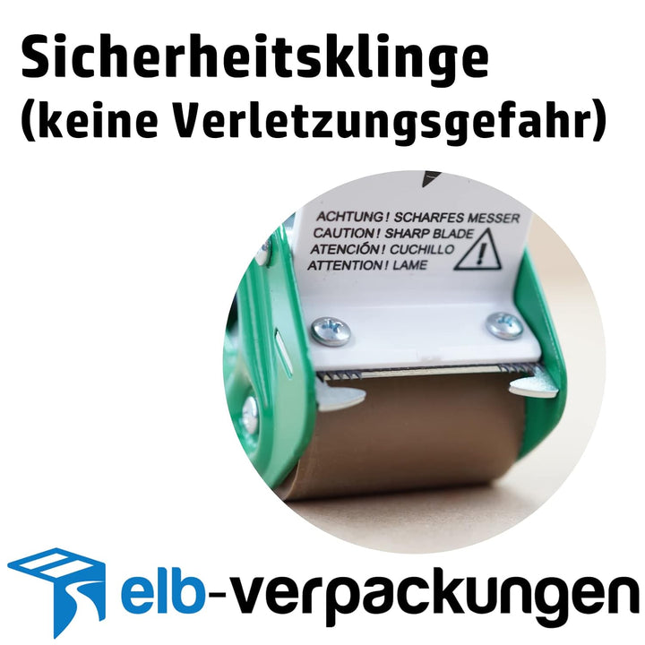 1 Stück - Handabroller - Profi-Ausführung - Version : SE (safe blade) - grün/green - 50 mm - Klebeba