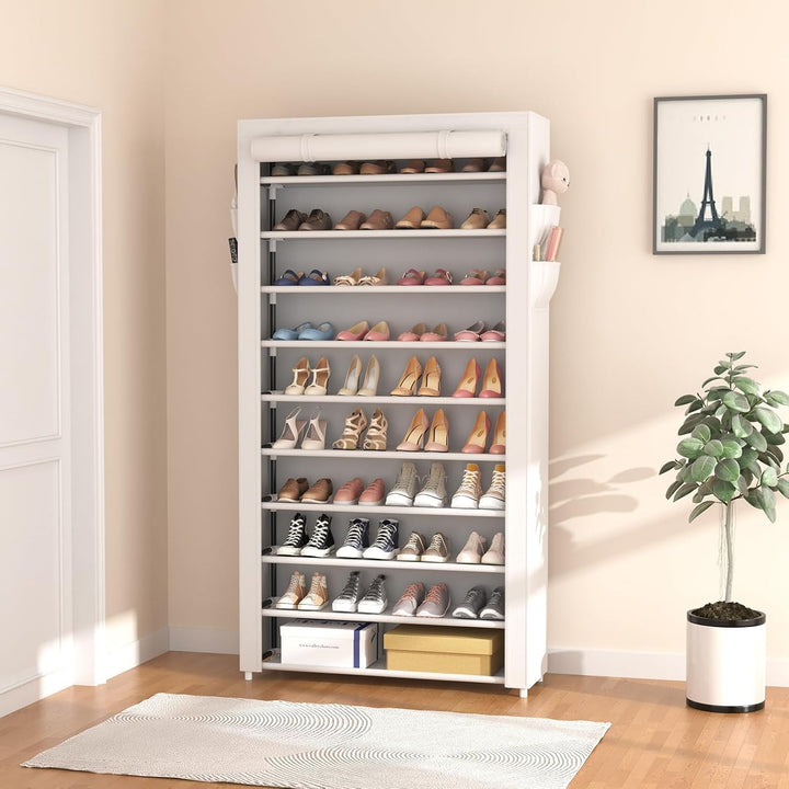 Schuhregal 11 Ebenen, Schuhschrank Hoch für 50 Paare Schuhe, Schuhaufbewahrung mit staubdichtem Über