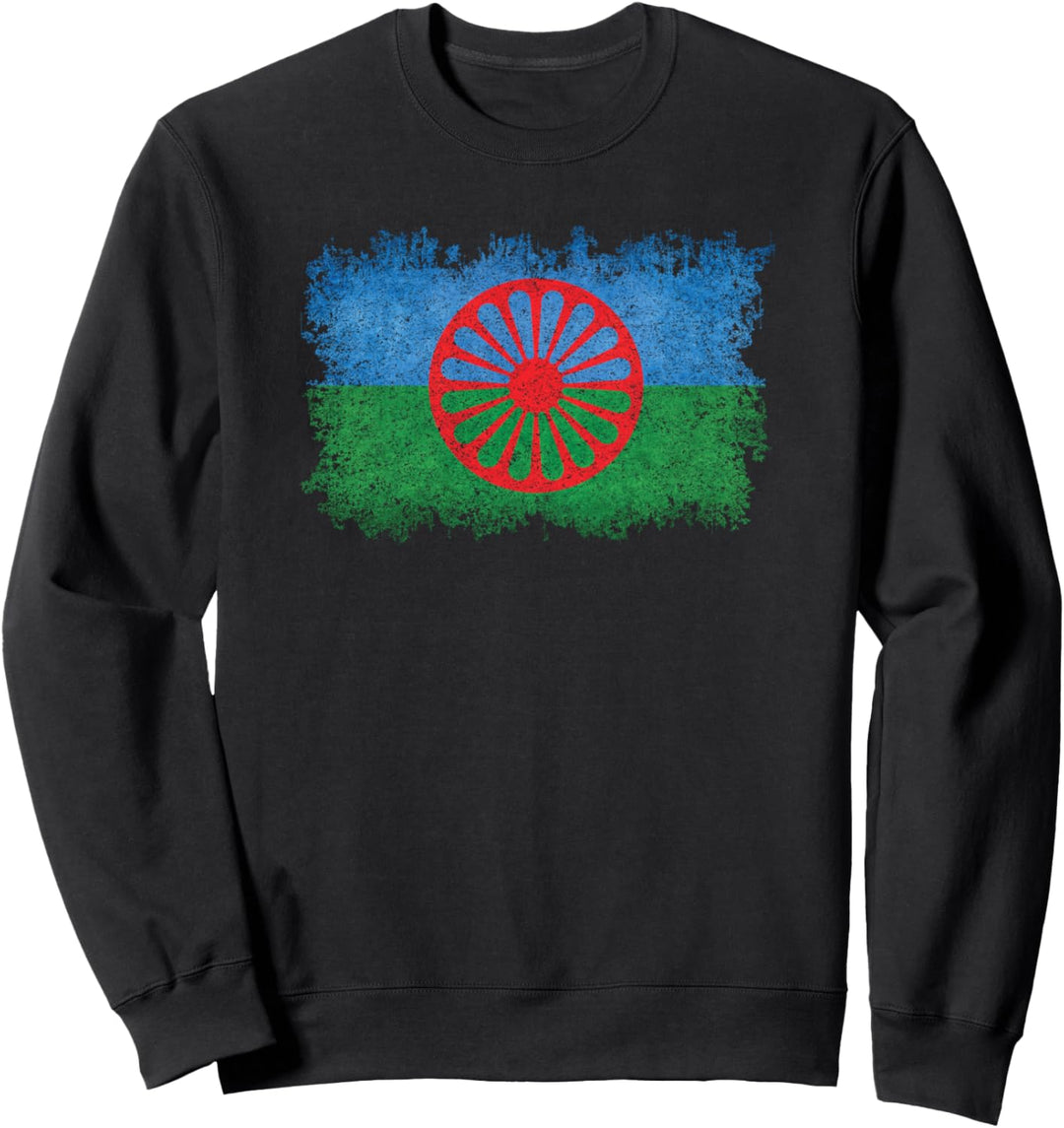 Roma-Flagge in verzweifeltem Blick Sweatshirt