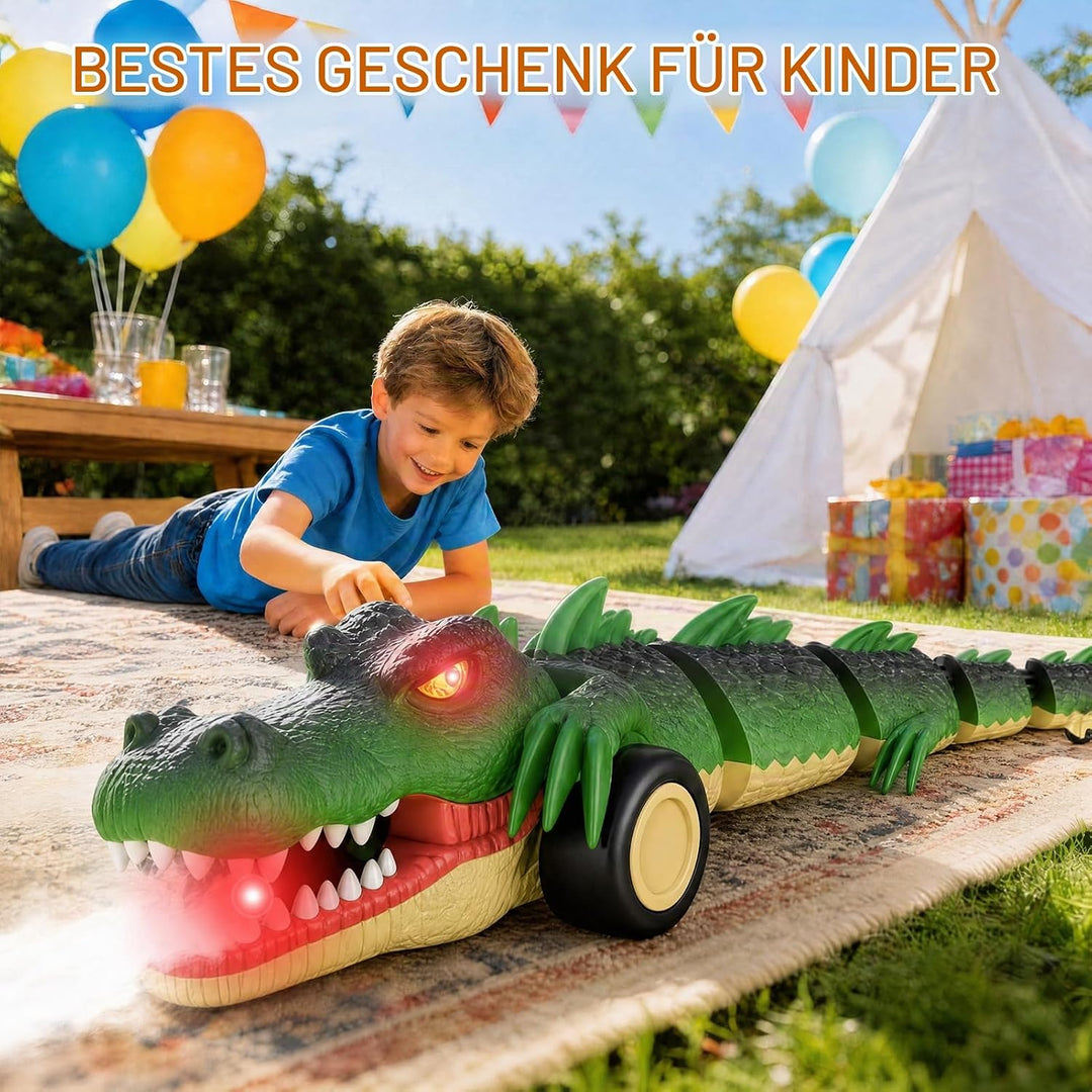 2,4G RC Krokodil Auto Spielzeug für Kinder, Ferngesteuertes Alligator Spielzeug mit Rollen Drehungen