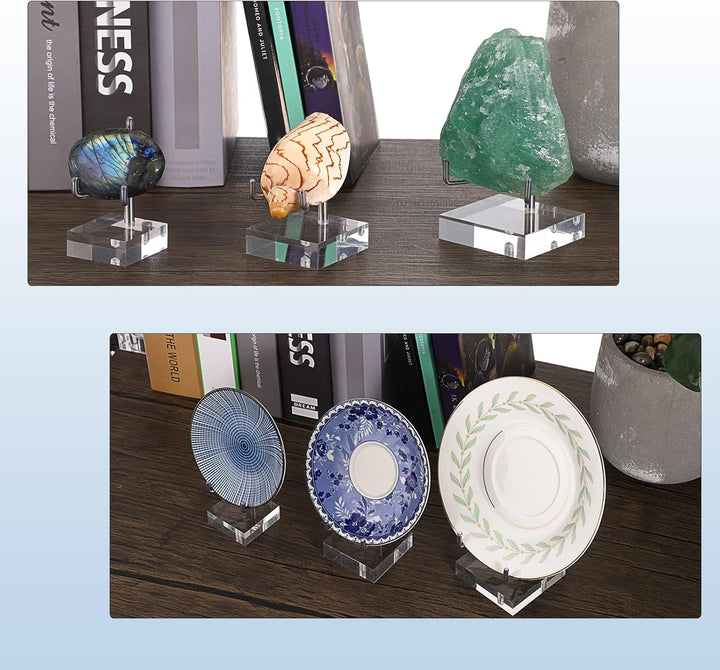BTSKY Mittelgrosse verstellbare silberne Metallarm-Staffelei mit quadratischem Acrylsockel, Display-