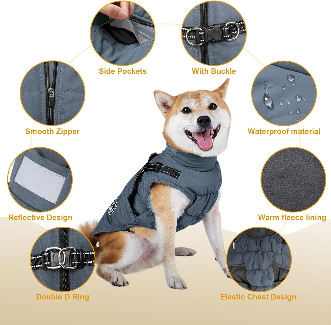 Hundemantel, Winter Hundejacke Wasserdicht Winddichte mit bauchschutz, Outdoor Hunde Wintermantel Hu