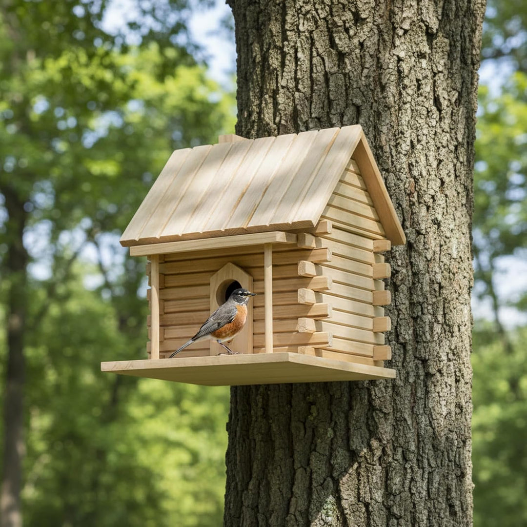 Vogelhäuschen für den Aussenbereich – Rustikales hängendes Vogelhaus aus Holz, natürliche Gartendeko