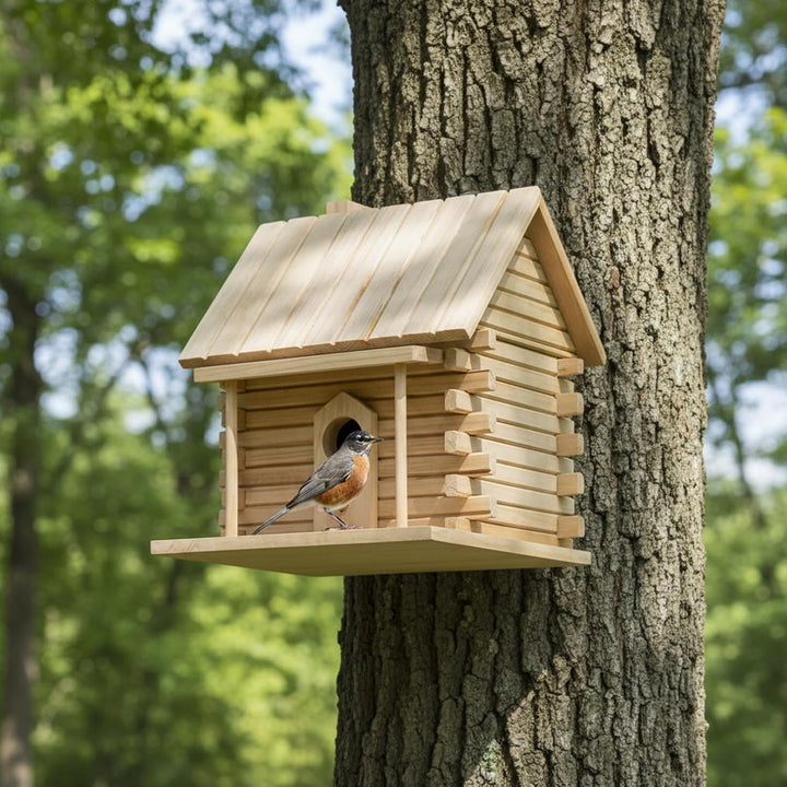 Vogelhäuschen für den Aussenbereich – Rustikales hängendes Vogelhaus aus Holz, natürliche Gartendeko