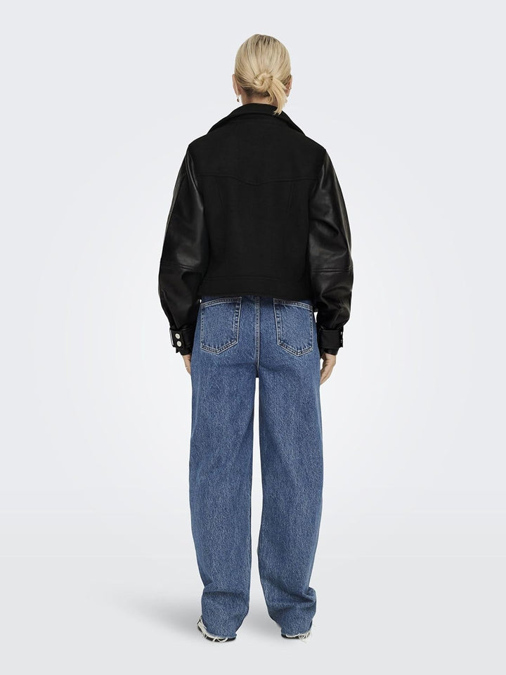 ONLY Damen Onlemma Nu Mix Biker OTW Denim Jacket XS Schwarz, XS Schwarz