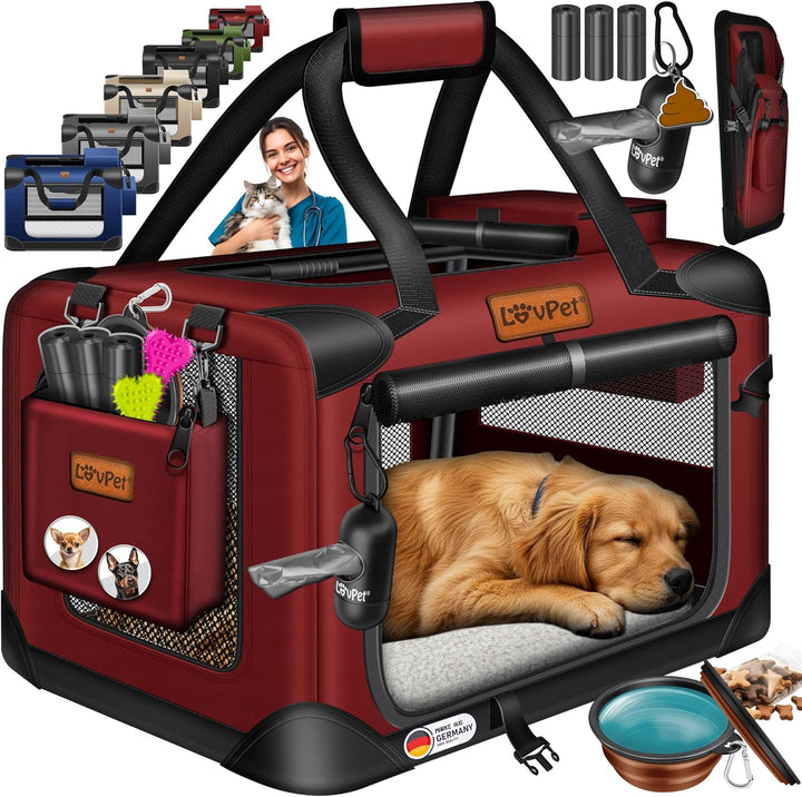 Lovpet® Transportbox Hund Katze Transporttasche L 70x52x52cm | Hunde-Tragetasche Faltbare Katzentasc
