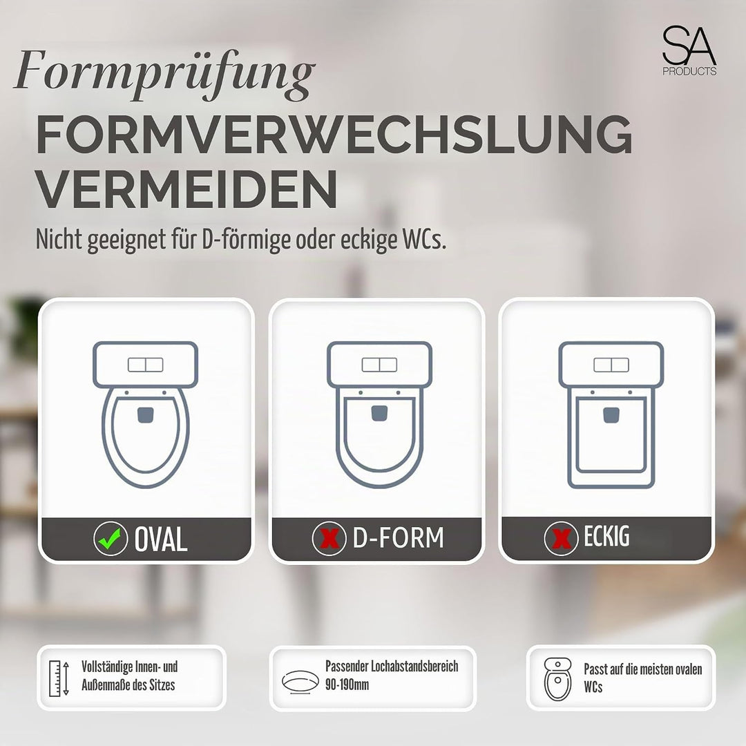 SA Products Toilettensitz mit Absenkautomatik – Universeller Ovaler Toilettensitz mit Softclose &amp; Sc