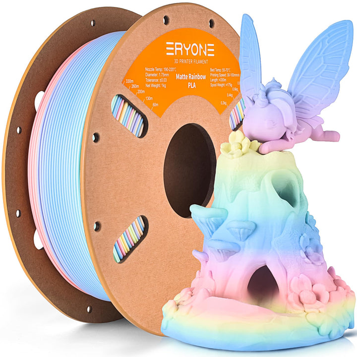ERYONE Matte PLA 3D Drucker Filament 1.75mm,Multicolor Matte Rainbow PLA Filament, Massgenauigkeit +