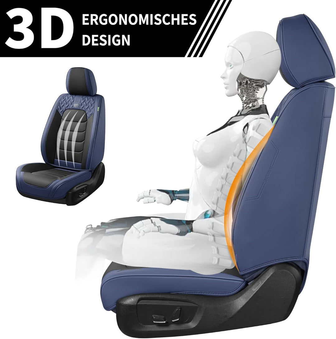 FLORICH Autositzbezüge Komplettset 5 Stück Vorder und Rücksitzbezüge PU-Leder Universel Auto Wasserd