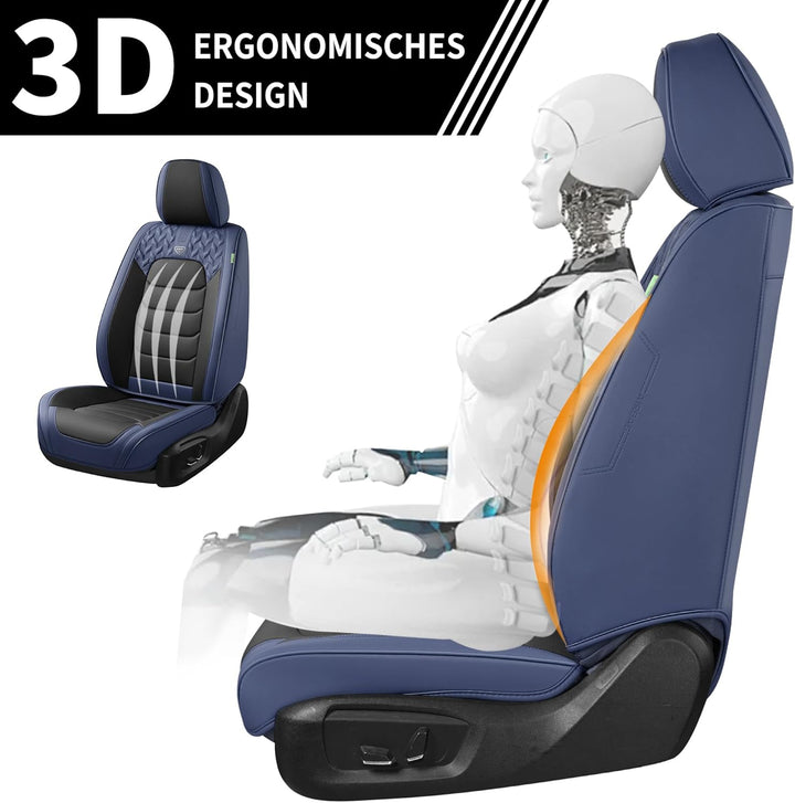 FLORICH Autositzbezüge Komplettset 5 Stück Vorder und Rücksitzbezüge PU-Leder Universel Auto Wasserd