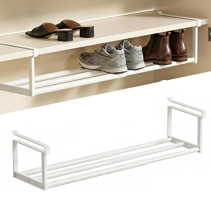 Ausziehbares Hängeschuhregal, Verstellbar 40–70 cm, Karbonstahl Schuhorganiser zum Einhängen, Platzs