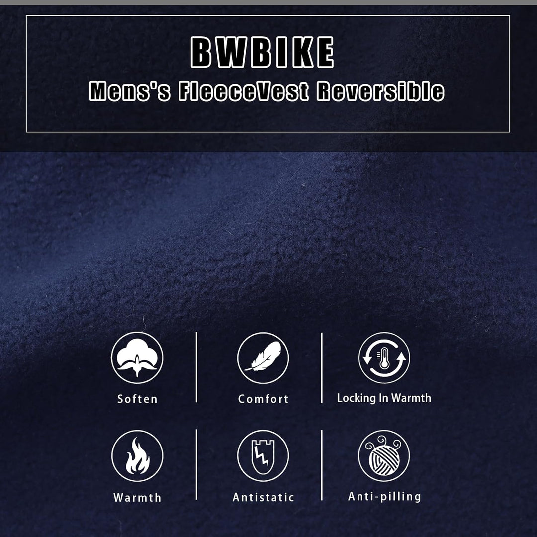 BWBIKE Herren Fleeceweste Doppelseitige Polarfleece Ärmeljacken Plus Velvet Outdoor Winddichte Verdi
