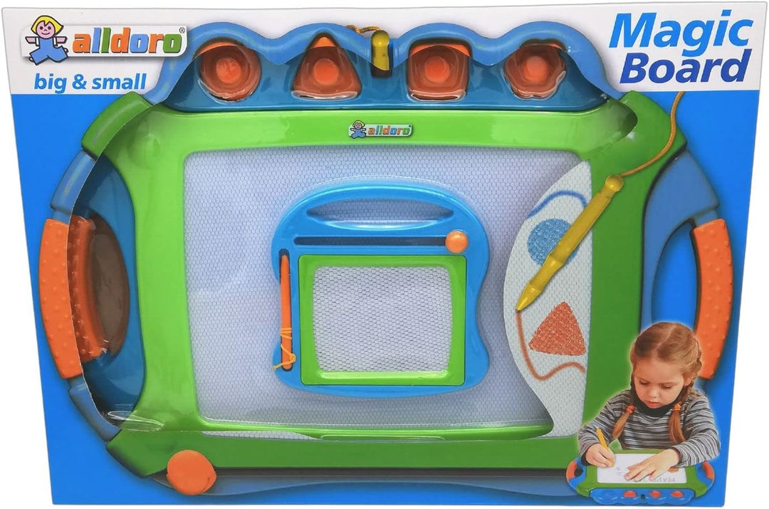 alldoro 68515 Zeichentafel 2 in 1 Set, Grosser Zauberzeichner mit Buntem Display 45 x 31,5 cm & klei