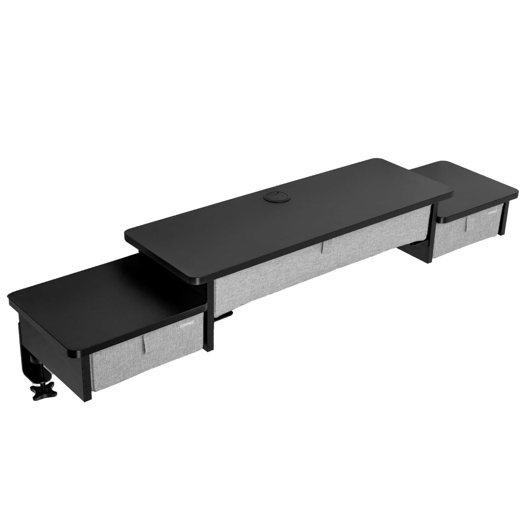 Duronic DD4 BK Schreibtischaufsatz, Schreibtisch Regal mit Tischklemmen 120 x 25 x 17,5 cm, Monitors