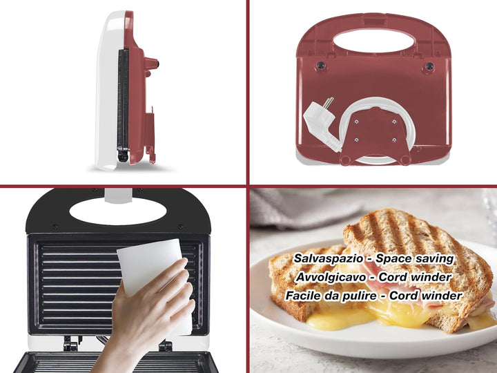 BEPER P101TOS010 Elektro-Toaster, 750W, Elektrogrill, Antihaftplatte, wärmeisolierender Griff, rutsc