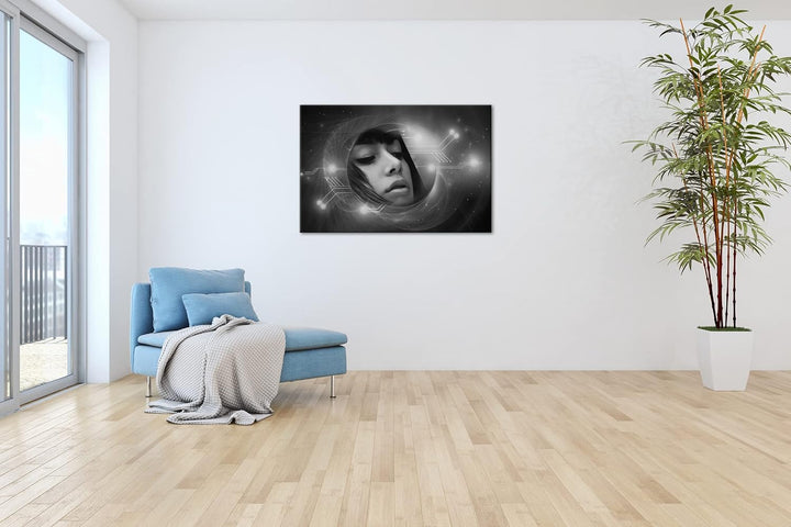 deyoli fantasievolle Science-Fiction Welt Format: 80x60 als Leinwand, Effekt: Schwarz&Weiss, Motiv f