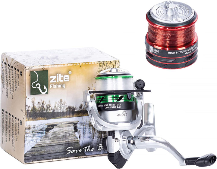 Zite Fishing Angelrolle mit Schnur Bespult - Forellen-Rolle Spinnrolle Stationärrolle mit 2 Aluminiu