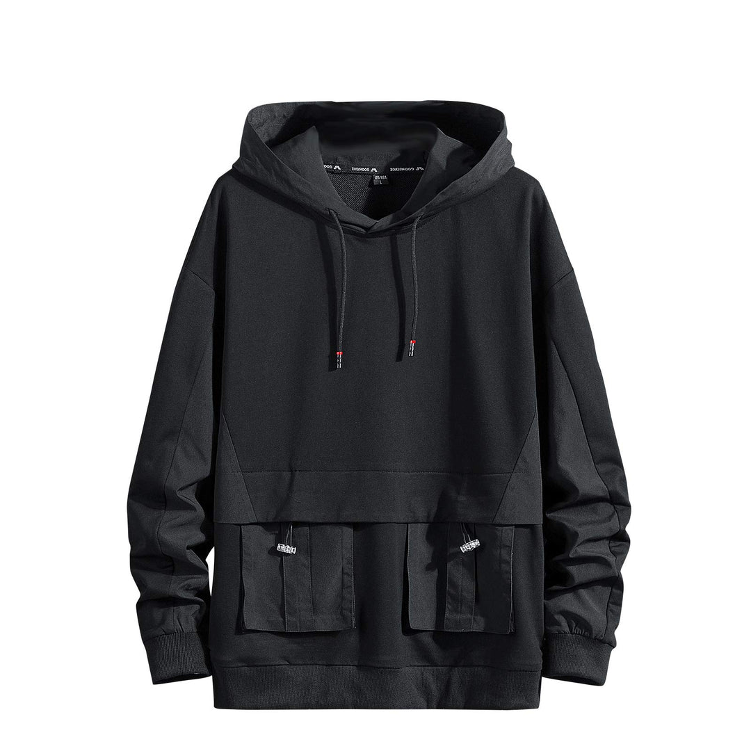 Herren-Kapuzenpullover, Kontrastfarbe, Patchwork, grosse Taschen XXL Wy2137black, XXL Wy2137black