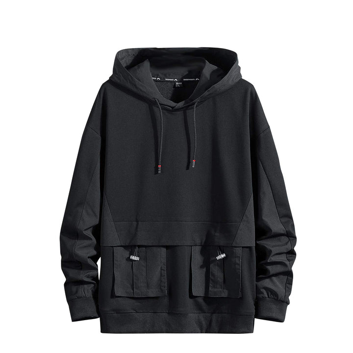 Herren-Kapuzenpullover, Kontrastfarbe, Patchwork, grosse Taschen XXL Wy2137black, XXL Wy2137black