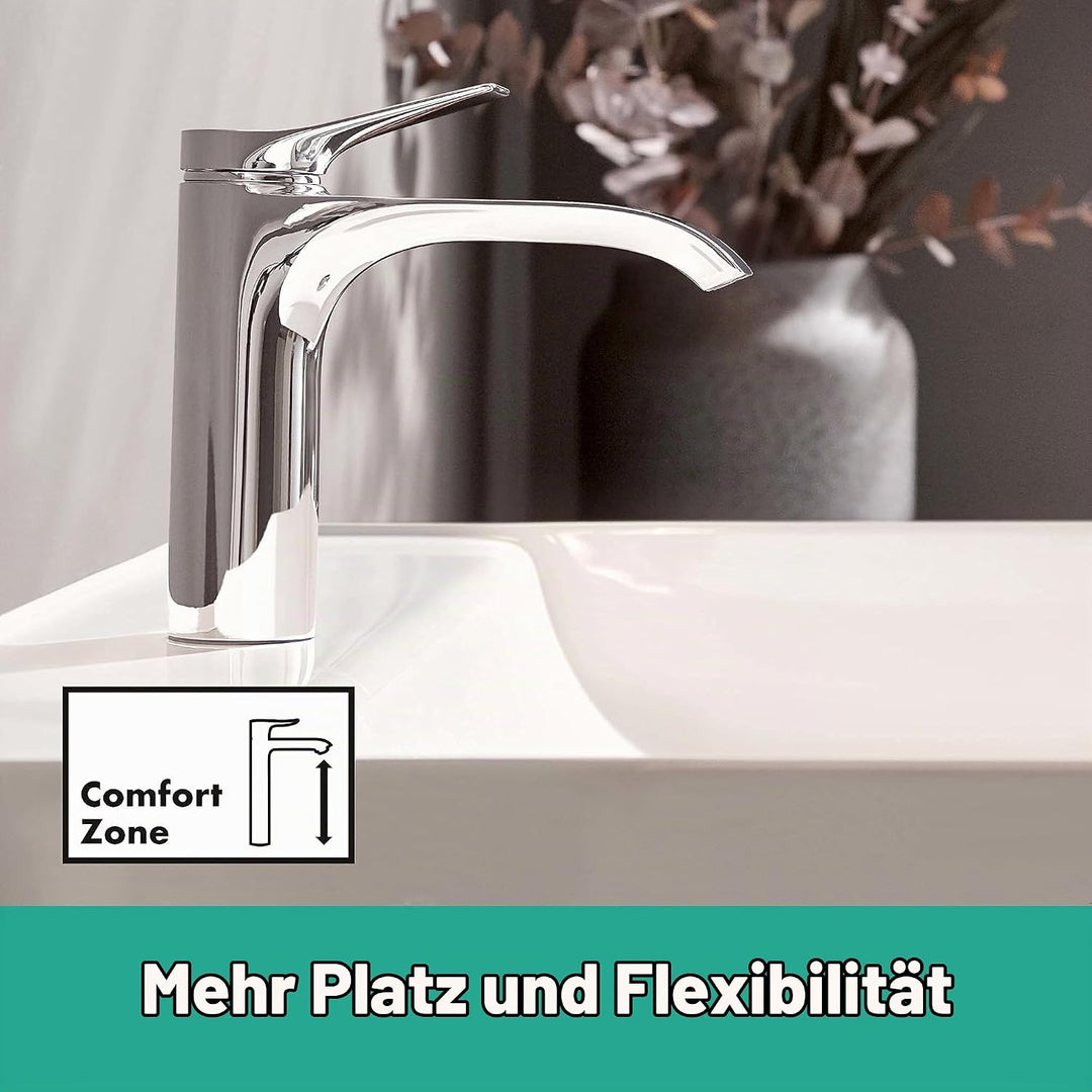 hansgrohe Vivenis - Waschtischarmatur ohne Ablauf, energiesparend (CoolStart), Wasserhahn Bad mit Au