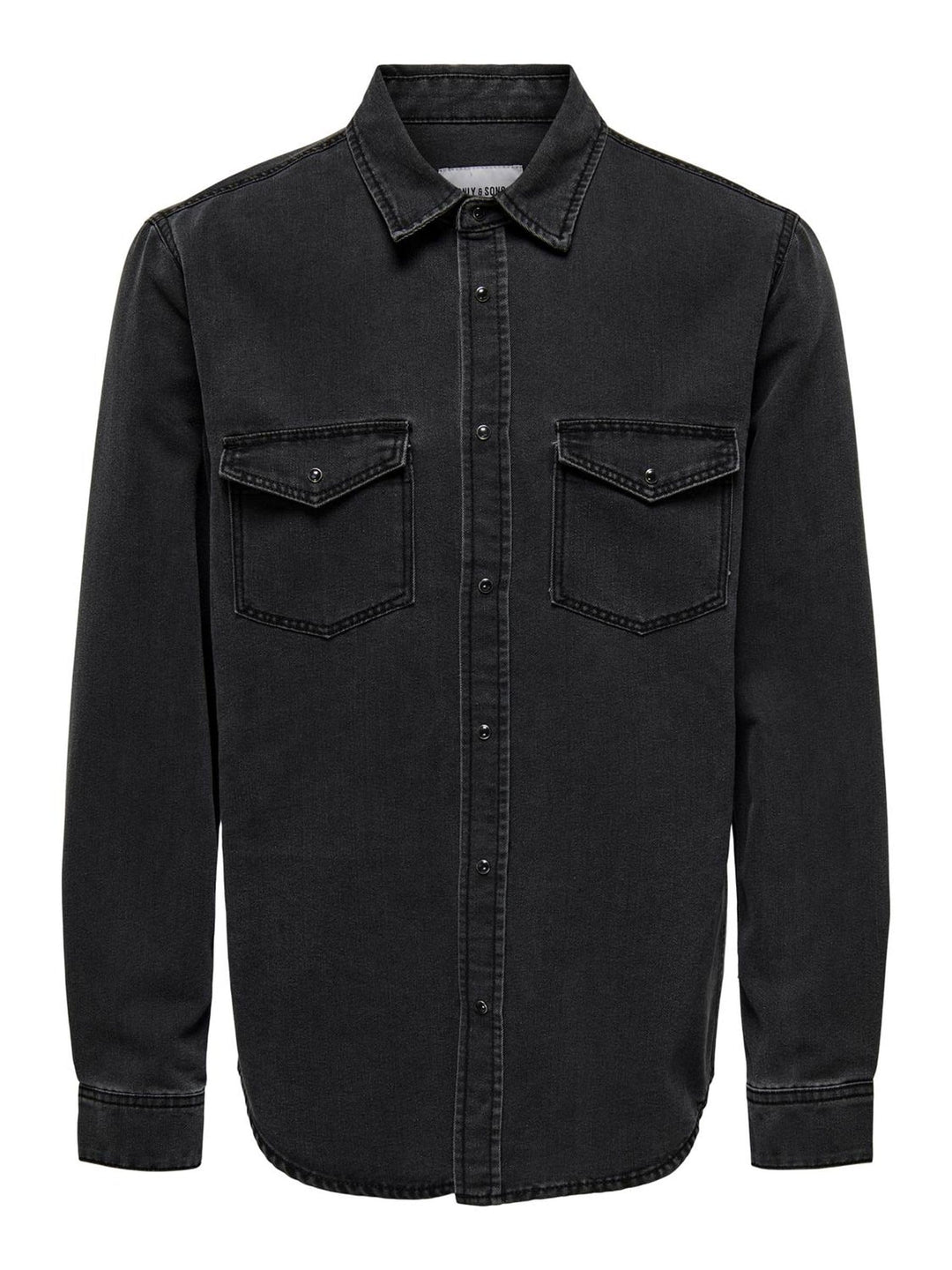 ONLY &amp; SONS Male Jeanshemd Normal geschnitten Hemdkragen Hemd XS Dark Grey Denim, XS Dark Grey Denim