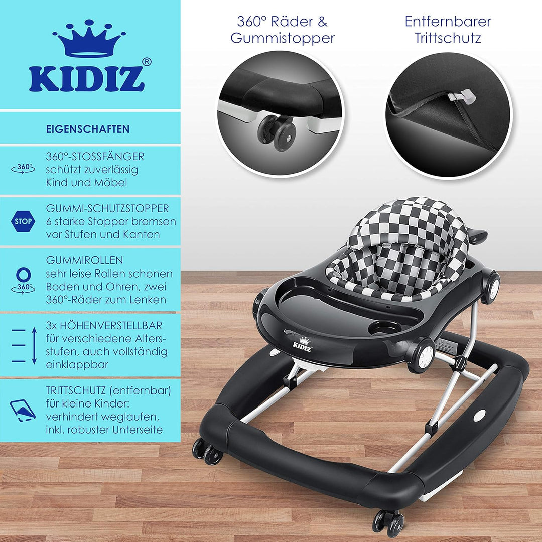 KIDIZ® 4in1 Lauflernhilfe Babywalker Spiel- und Lauflernwagen Gehfrei - Schaukelfunktion Babywippe m