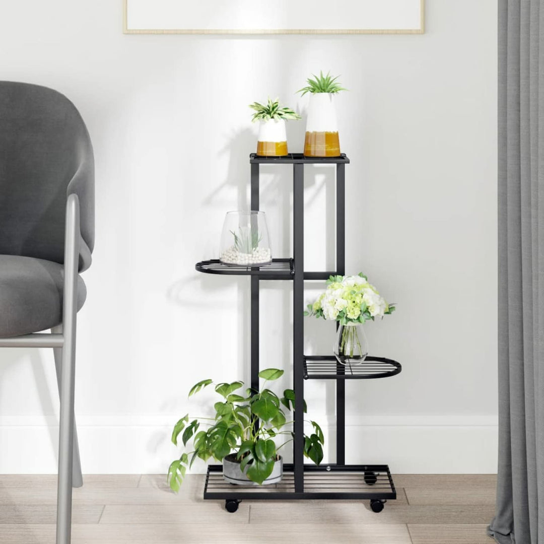 Homgoday Blumenständer 4-Etagen mit Rollen Blumenregal Pflanzenständer Pflanzenregal Blumenbank Blum