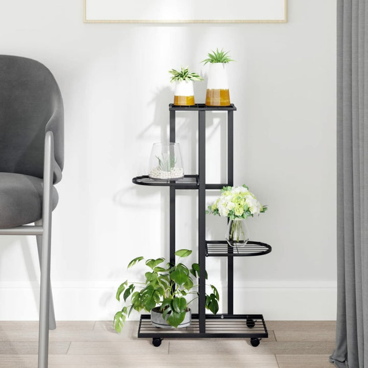 Homgoday Blumenständer 4-Etagen mit Rollen Blumenregal Pflanzenständer Pflanzenregal Blumenbank Blum